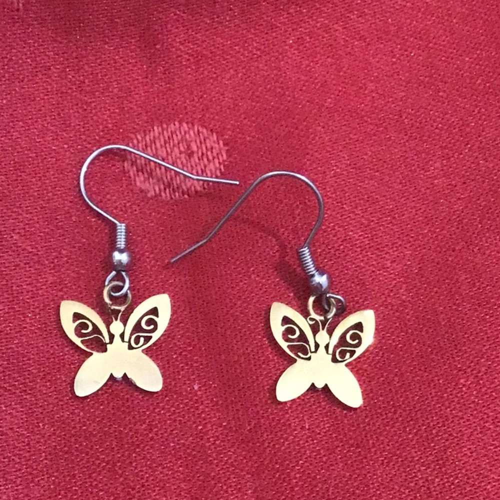 Butterfly Delicate Small Gold Stainless Steel Pierced Earrings For Adult/Child.